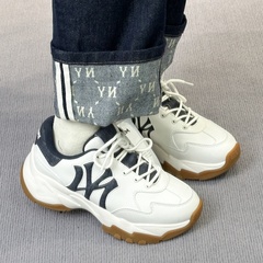 MLB运动鞋男女情侣25春夏新款NY大标牛仔厚底增高老爹鞋3ASHD045N