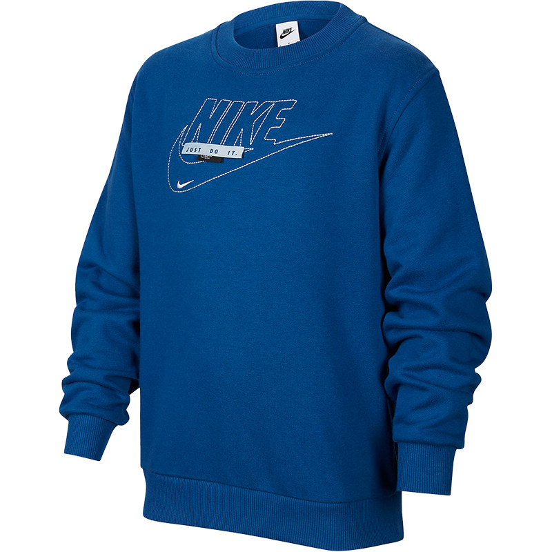 Nike耐克男女童CLUB大童针织休闲薄绒运动衫圆领套头卫衣FN9095