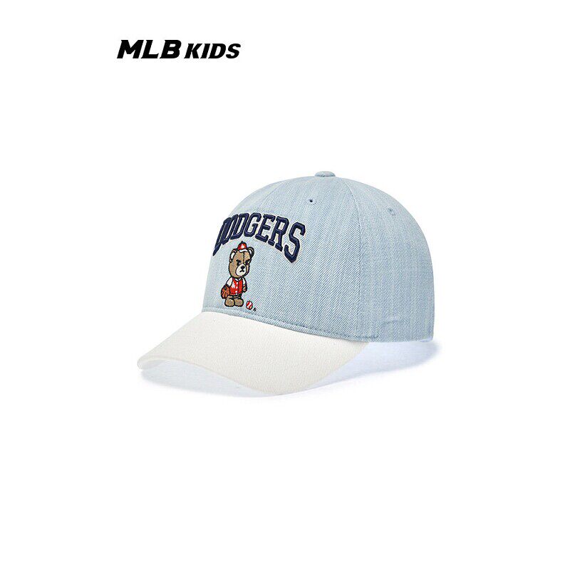 MLB美职棒男女童26春新潮趣可爱皱眉熊刺绣可调节棒球帽7ACPC046N
