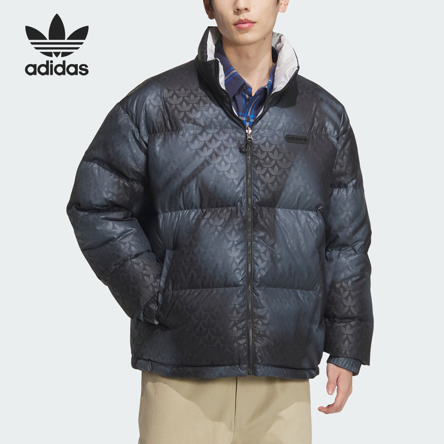 阿迪达斯三叶草男士保暖羽绒服