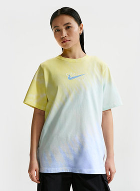 NIKE耐克女子短袖26夏季新款宽松渐变扎染棉质圆领运动T恤IR7557