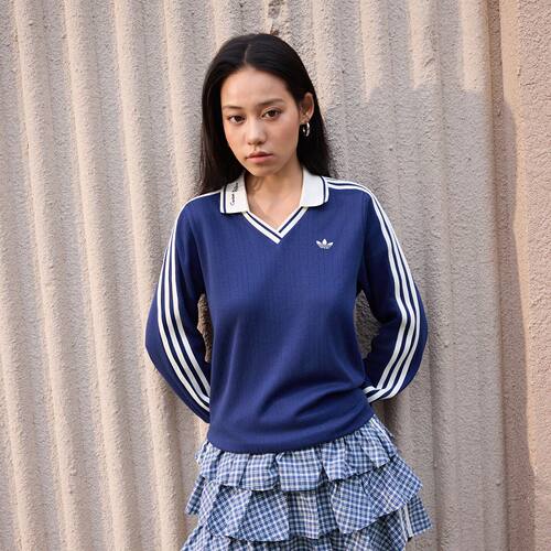 阿迪达斯三叶草女复古运动Polo衫