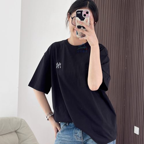 MLB男女短袖NY小标纯色运动T恤