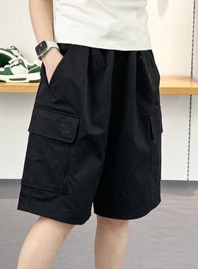 25新款MLB情侣短裤男女NY小标梭织纯色工装休闲运动裤3ASMB0653