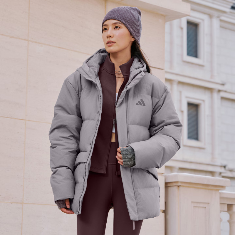 阿迪达斯男女保暖运动连帽羽绒服