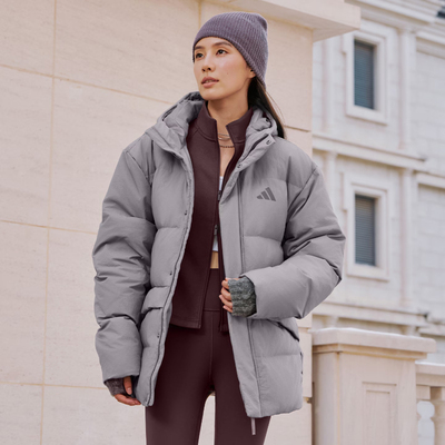 阿迪达斯男女保暖运动连帽羽绒服