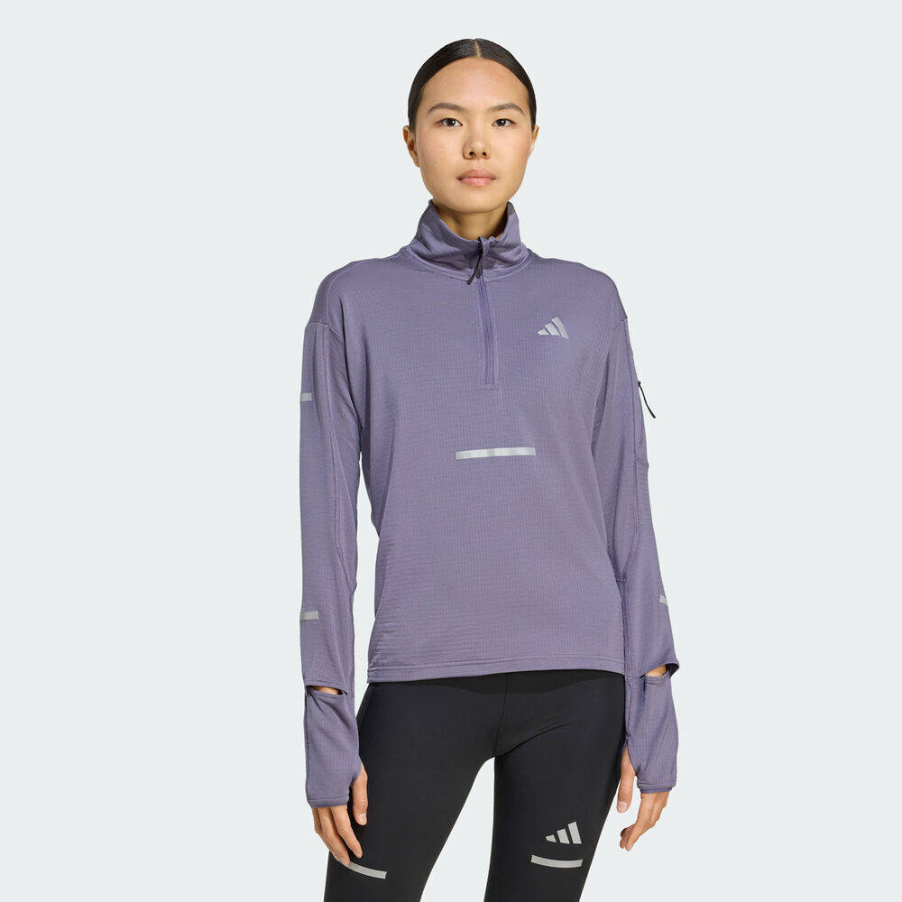 Adidas阿迪达斯女子25冬季半拉链长袖运动卫衣跑步训练服JM5727