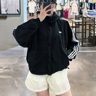 25秋季新款Adidas阿迪达斯三叶草女子休闲夹克连帽运动外套JX1451