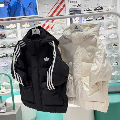 阿迪达斯三叶草大童中长款羽绒服