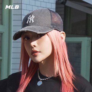 MLB男女KARINA同款 棒球帽大logo网纱运动帽3AMCB0153 新款 25夏季