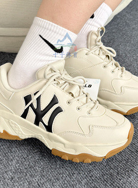 MLB男女鞋2024夏季新款NY厚底耐磨运动休闲老爹鞋3ASHBWS4N-50CRS