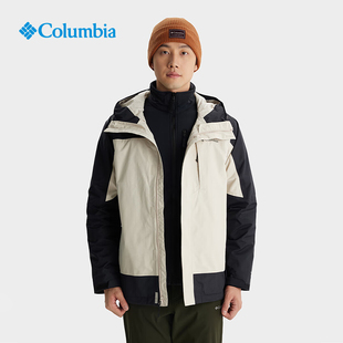 Columbia哥伦比亚冲锋衣男秋冬户外防水抓绒内胆三合一外套XE5220