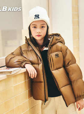 24新款MLB儿童羽绒服男女童NY鹅绒连帽保暖运动棉羽外套7ADJR0546