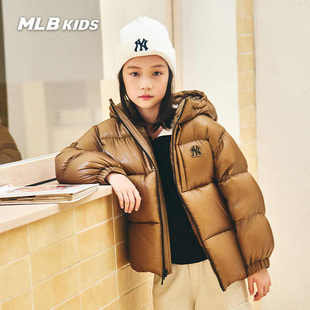24新款MLB儿童羽绒服男女童NY鹅绒连帽保暖运动棉羽外套7ADJR0546