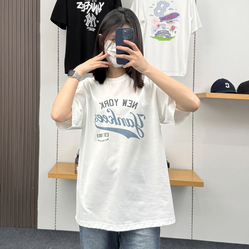 MLB男女短袖NY复古印花凉感T恤