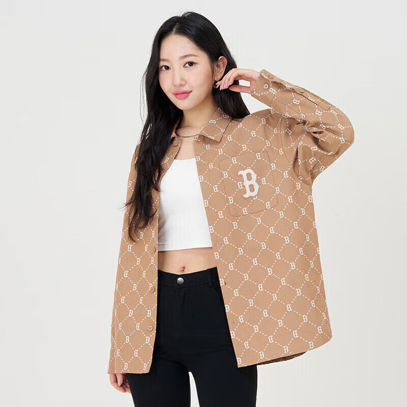 MLB美职棒男女情侣长袖上衣休闲复古老花宽松潮运动衬衫3AWSM0541