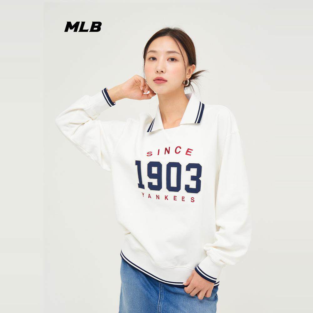 MLB男女情侣24新款美式复古撞色学院风剪刀领百搭卫衣3AMTV0844