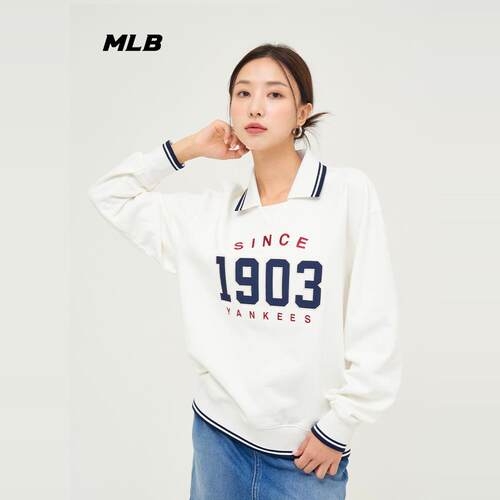 MLB男女复古撞色学院风百搭卫衣