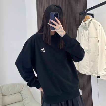 25秋季新款MLB卫衣男女NY小标纯色圆领休闲运动套头衫3AMTB0154