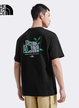 The North Face北面短袖男女款户外纯棉印花透气休闲运动T恤8DEU