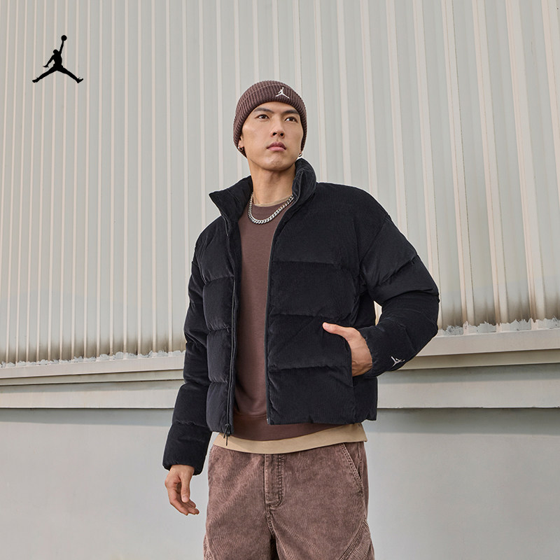 25冬季新款JORDAN耐克乔丹男子轻便保暖灯芯绒羽绒服夹克HV0537