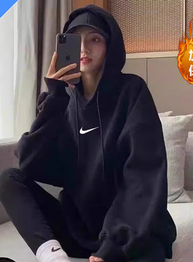 25新款Nike耐克PHOENIX女子OVERSIZE风套头加绒连帽衫卫衣DQ5859