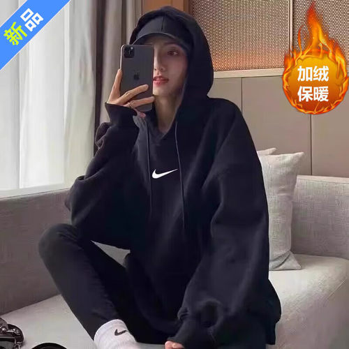 Nike耐克女子加绒连帽卫衣套头衫