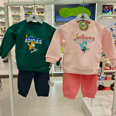 阿迪达斯婴幼童加绒卫衣卫裤套装