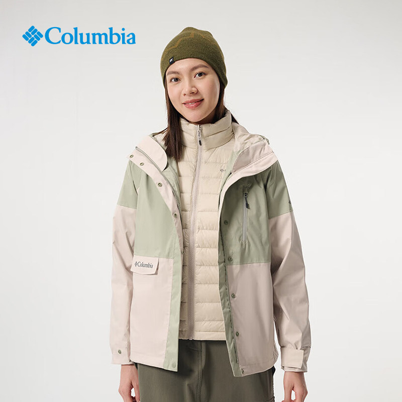 Columbia哥伦比亚冲锋衣女秋冬户外保暖羽绒内胆三合一外套XR4256