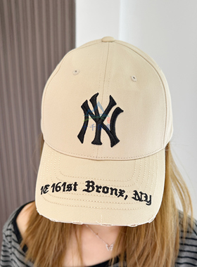 MLB棒球帽男女运动帽情侣款做旧复古破洞防风运动遮阳帽3ACPKP02N