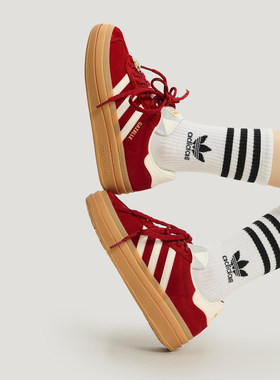 adidas阿迪达斯马年限定红色厚底T头鞋春GAZELLE三叶草板鞋KJ4293