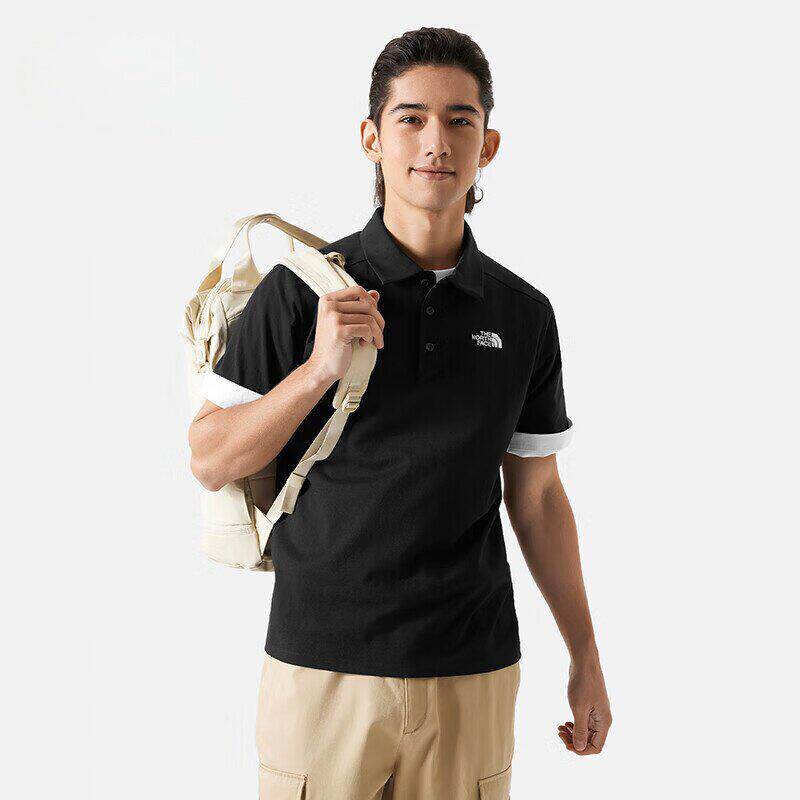 TheNorthFace北面纯棉短袖男户外Polo衫翻领透气休闲运动T恤8AV3