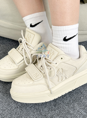 25秋季新款MLB学长鞋男女NY复古厚底增高低帮运动休闲鞋3ASXP015N