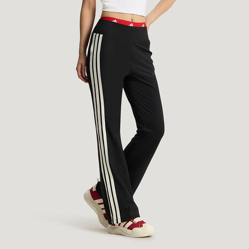 adidas女三条纹喇叭运动长裤