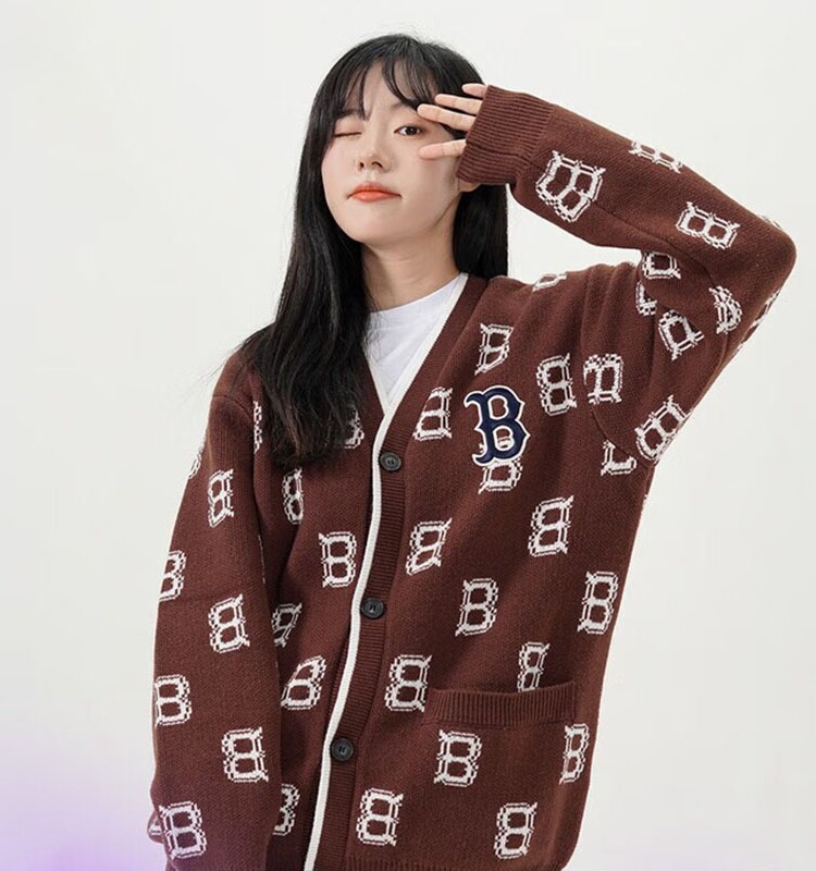 남성과 여성을 위한 MLB 니트 카디건 NY 올드 플라워 풀 라벨 레트로 스웨터 커플 대학 스타일 인 재킷 3AKCM0124