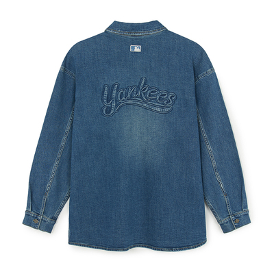 MLB复古风后背图案运动牛仔衬衫