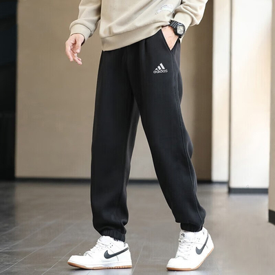 阿迪达斯男女针织加厚运动长裤