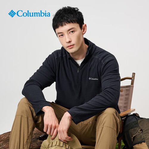 哥伦比亚休闲半拉链保暖抓绒衣男
