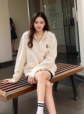 MLB男女24秋季新款NY刺绣小标情侣上衣连帽开衫夹克外套3ATRB0144