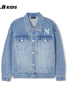 MLB国内专柜2024秋季儿童男女字母印花学院风牛仔外套7ADKV0141