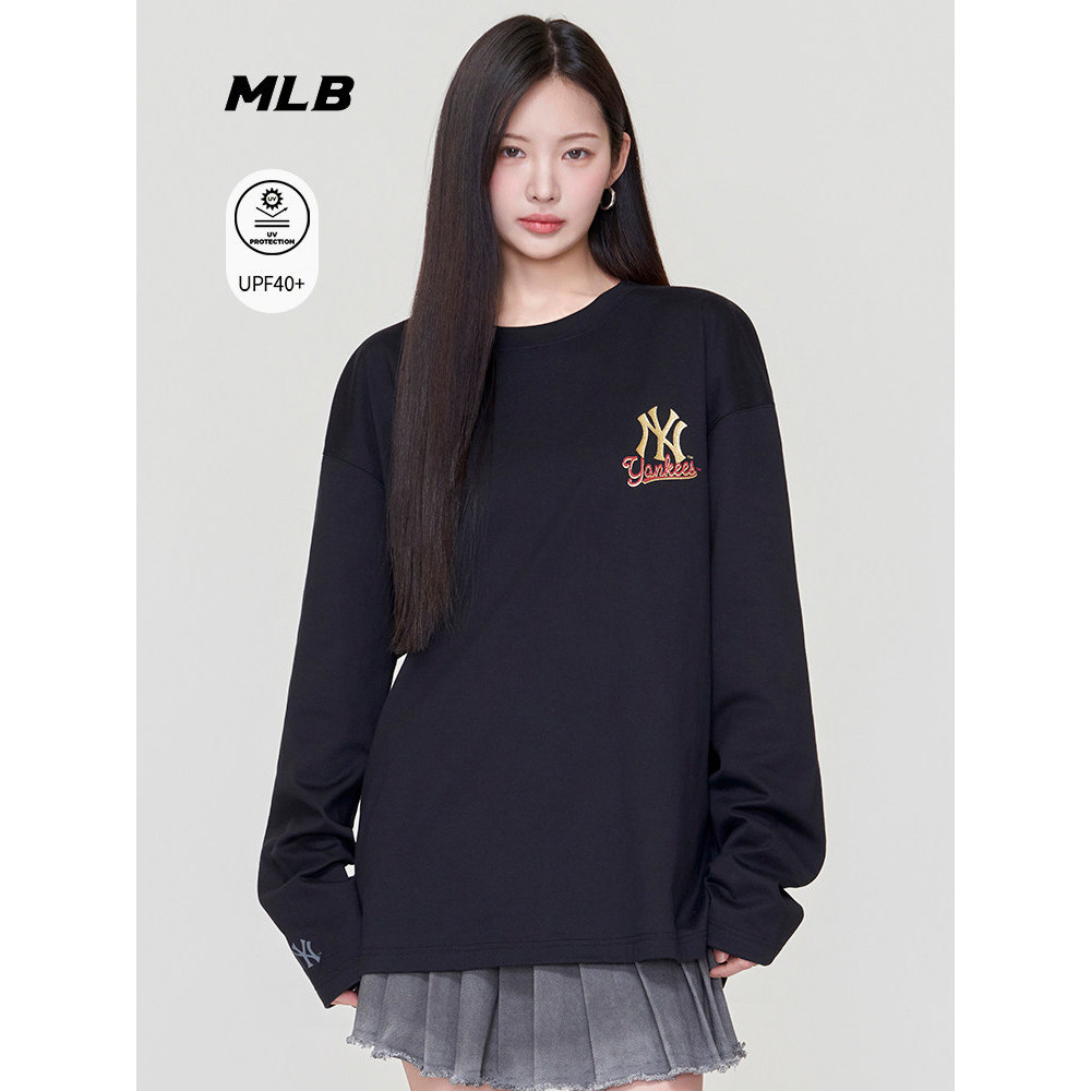 MLB男女新年系列26春季新款小标休闲防晒圆领长袖T恤3ATSQ0361