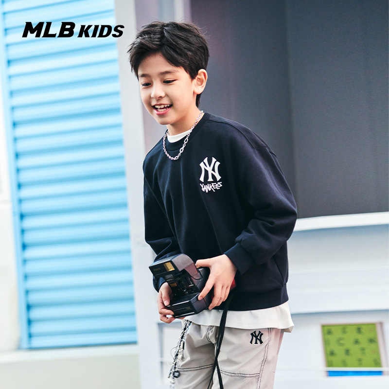 MLB儿童NY后背字母印花圆领卫衣
