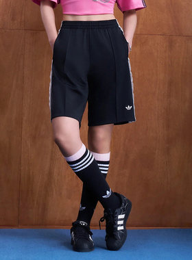 adidas阿迪达斯女裤26夏季新款蕾丝边宽松运动短裤KU4754/KU4755
