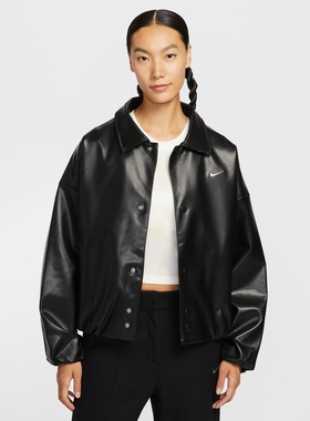 25冬季新款NIKE耐克女子超宽松教练夹克轻便刺绣塔夫绸外套IO0477