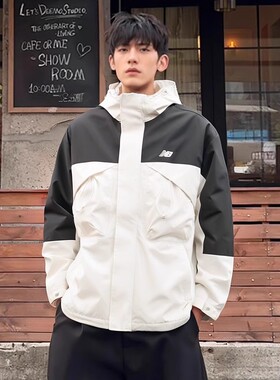 New Balance NB新款休闲夹克男防风透气连帽工装运动外套AMJ43302