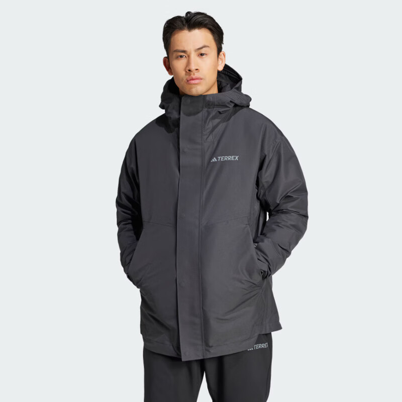 阿迪达斯保暖鹅绒三合一冲锋衣男