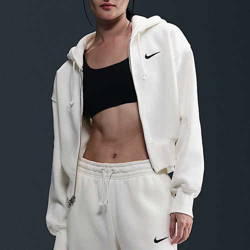 Nike耐克女宽松短款加绒连帽卫衣