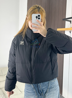 25秋季新款MLB女款羽绒服NY小标短款立领运动棉羽外套3FDJB0456