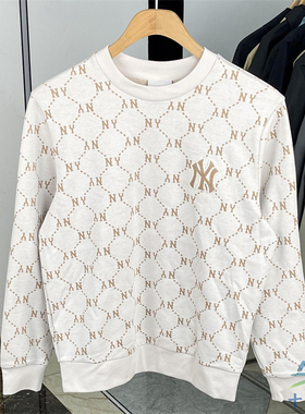MLB正品男女圆领套头卫衣时尚钻石老花上衣外套24春新款3AMTM0141