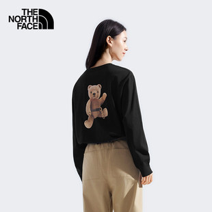 TheNorthFace北面新款男女款长袖T恤小熊印花圆领透气套头衫8F0J